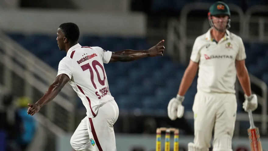 West Indies take honors on 1st day of day-night 3rd test against Australia