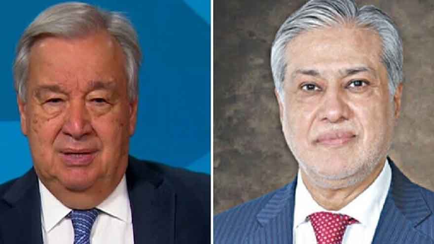 Dar affirms Pakistan's dedication to global peace in telephonic conversation with UN chief