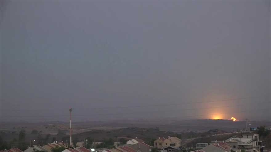 Gaza hit by multiple early morning blasts, as seen from southern Israel