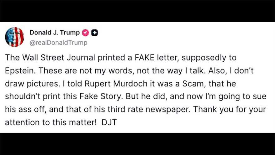 Dunya News Trump slams 2003 birthday letter to Epstein as 'fake', asks for release of grand jury documents