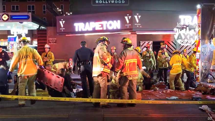 At least 30 injured when car hits crowd outside Los Angeles club, fire department says