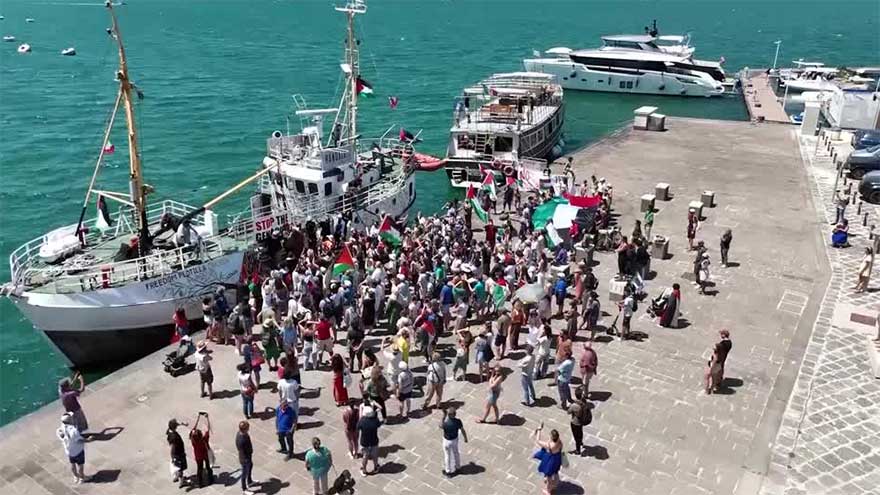 Dunya News Freedom Flotilla ship 'Handala' prepares to sail for Gaza at Gallipoli port