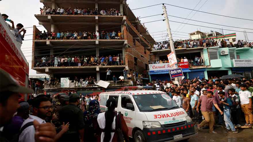 At least 19 killed as Bangladesh air force plane crashes into college campus