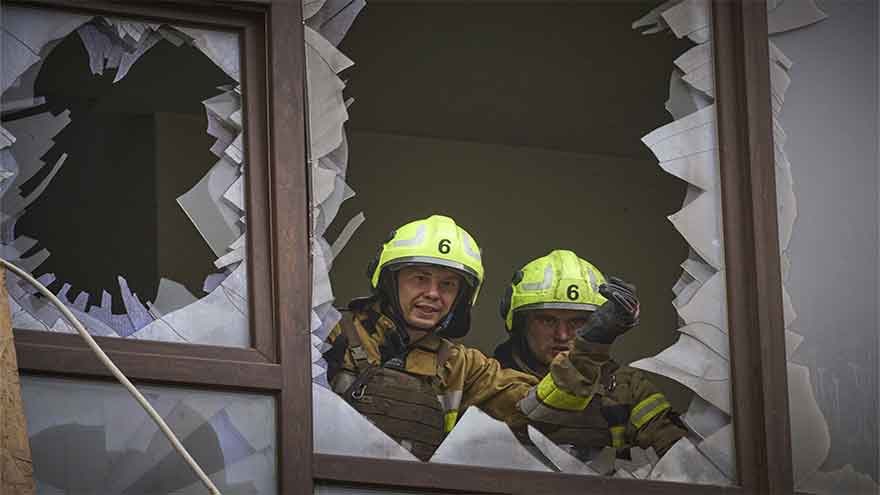 Russia launches a major aerial attack on Kyiv hours before high-level talks on support for Ukraine