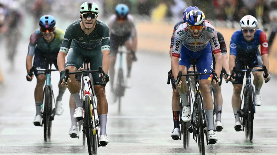 Milan wins crash-marred sprint as Tour approaches Alpine end game