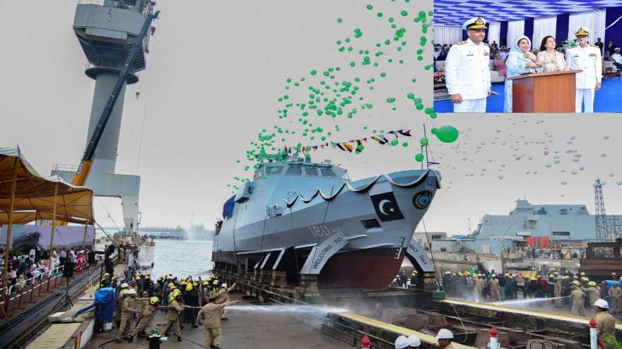 PNS SAHIWAL: Pakistan Navy launches indigenously designed gun boat in Karachi
