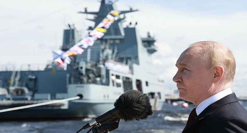Ukrainian drones target St Petersburg as Russia's Putin attends scaled-down Navy Day