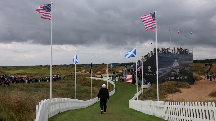Trump opens new golf course in Scotland, heading home with eye on Middle East