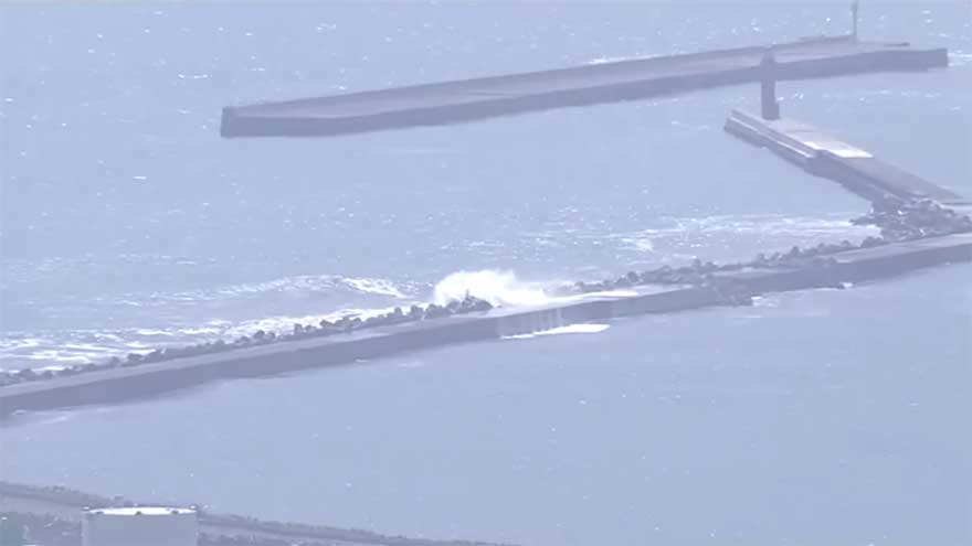 Tsunami crashes over coastline in Russia's Far East region