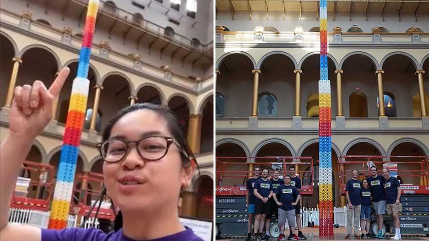 YouTuber assembles team of domino stackers to build world's tallest tower