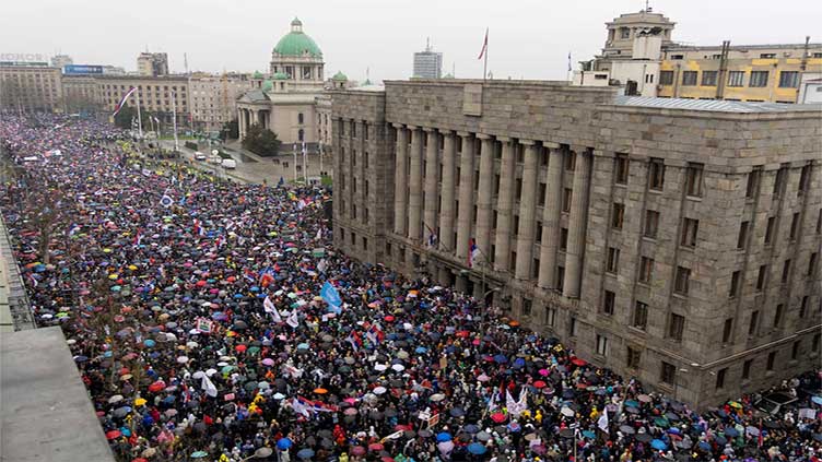 Protesters flood Belgrade in one of biggest anti-government rallies