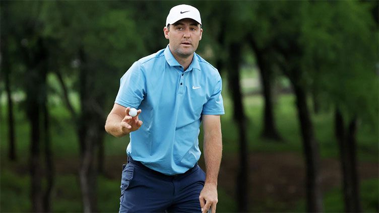 Scheffler fires 63 despite long delay to lead CJ Cup Byron Nelson