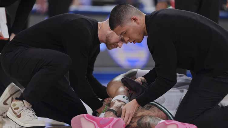 Jayson Tatum carried off floor with right leg injury and Celtics star will have MRI
