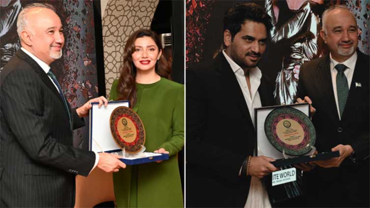 Mahira Khan, Humayun Saeed honoured in UAE amid 'Love Guru' promotions