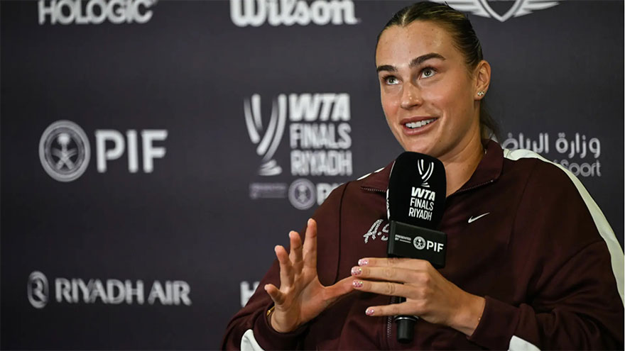 Calmer Sabalenka sets sights on WTA Finals crown