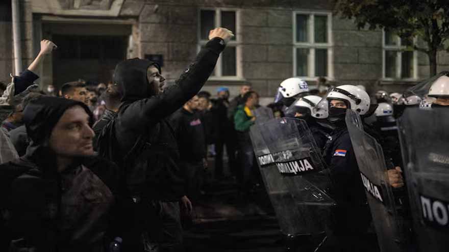 Serbian police detain 37 after anti-government clashes