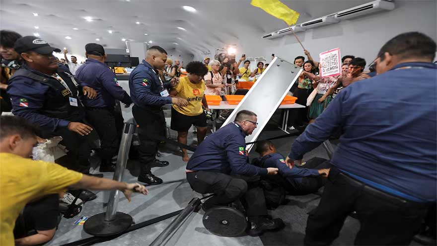 Protesters force their way into COP30 summit venue, clash with security