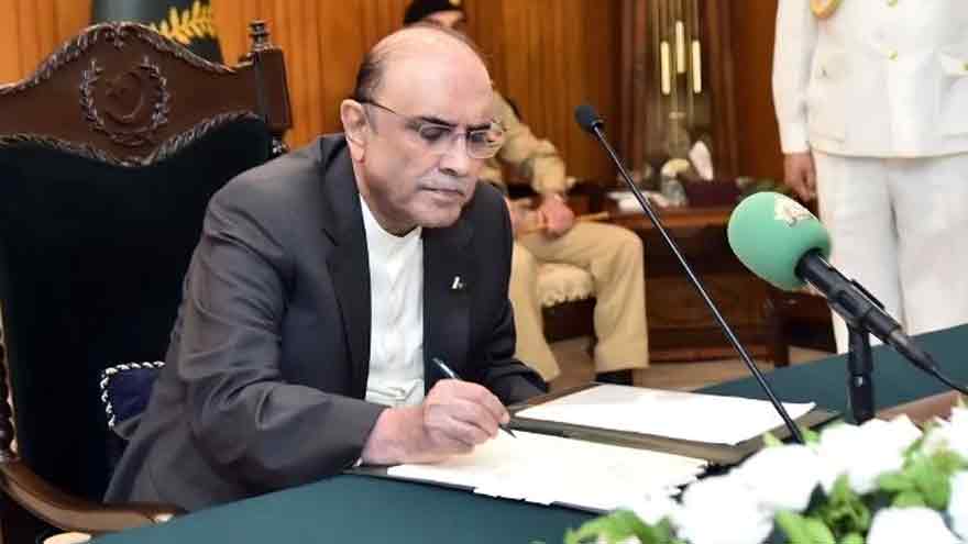President Zardari gives assent to three bills related to armed forces