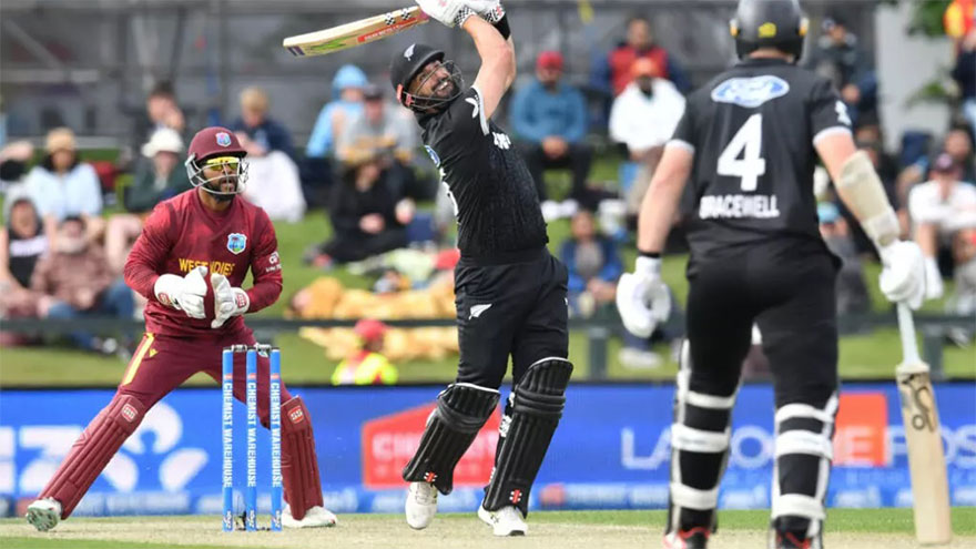 Mitchell ton steers New Zealand to seven-run win in first Windies ODI