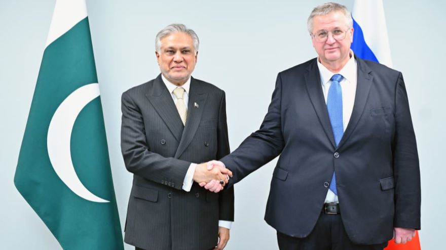 DPM Ishaq Dar discusses trade and connectivity with Russian counterpart at SCO Summit in Moscow