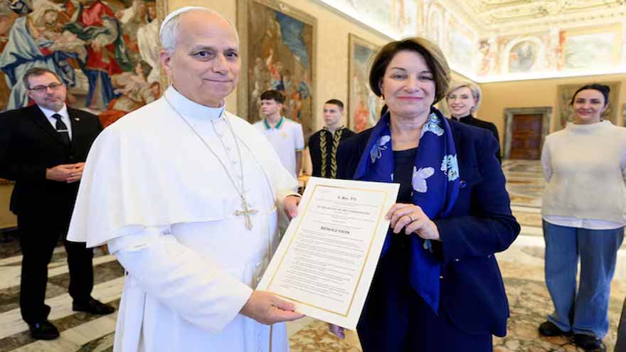 Pope given copy of US Senate bill on Minnesota shooting by co-sponsor Klobuchar