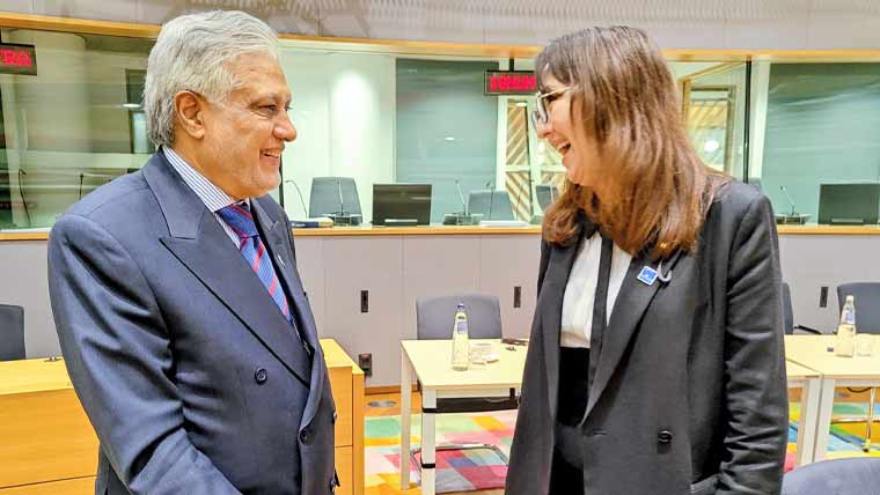 Ishaq Dar meets Japanese deputy FM in Brussels, calls for stronger bilateral ties