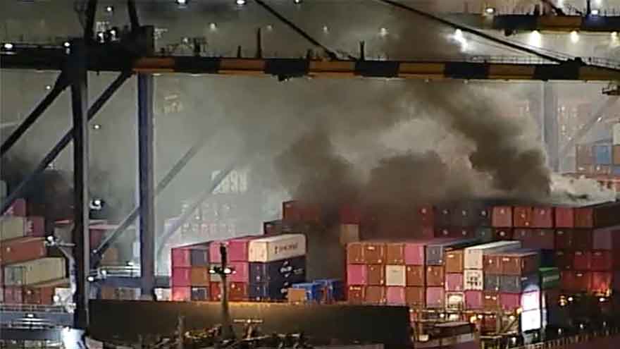 Cargo ship fire in Los Angeles nearly contained after shelter-in-place order lifted