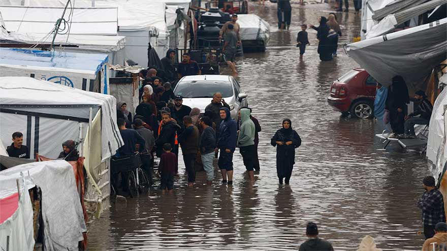 Floods swamp homeless Palestinians' tents in Gaza as winter looms