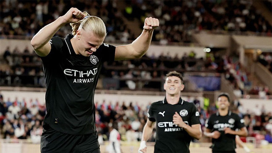 Haaland scores twice but Man City denied by Monaco in Champions League