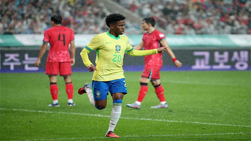 Estevao scores twice as five-star Brazil thrash South Korea