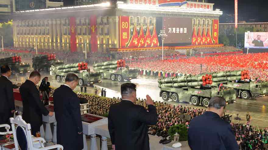 North Korea holds military parade, shows off new intercontinental missile