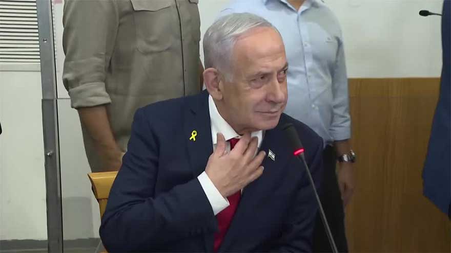 Netanyahu in court to testify in corruption trial, Israelis protest outside
