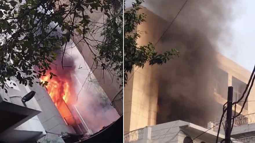 Fire breaks out at LDA plaza near Aiwan-e-Adl in Lahore