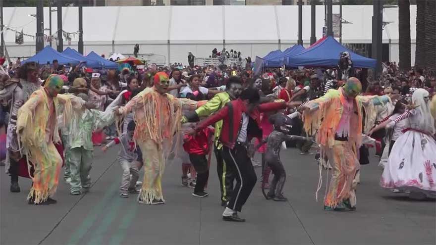 Zombies invade Mexico City in spooky annual walk