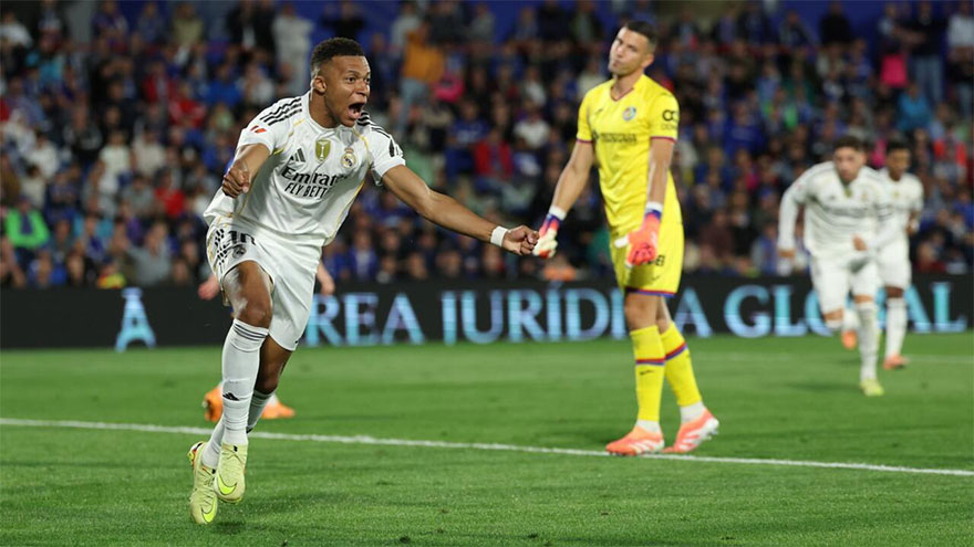 Mbappe sends Real Madrid top as Getafe self-destruct