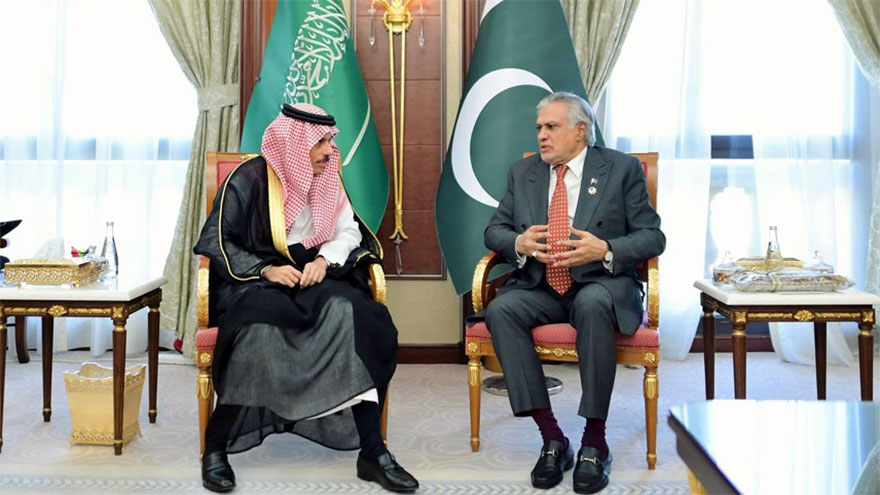 Ishaq Dar, Saudi FM discusses bilateral relations, Gaza situation