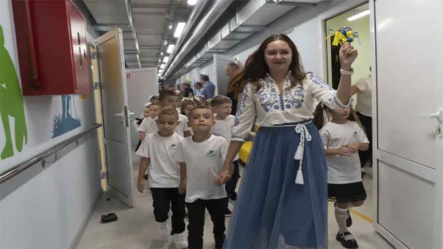 Ukraine's children start new school year in underground classrooms to avoid Russian bombs