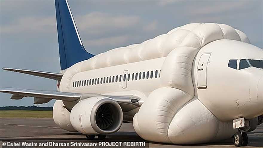 Futuristic aircraft uses AI to deploy huge airbags when engine failure is detected