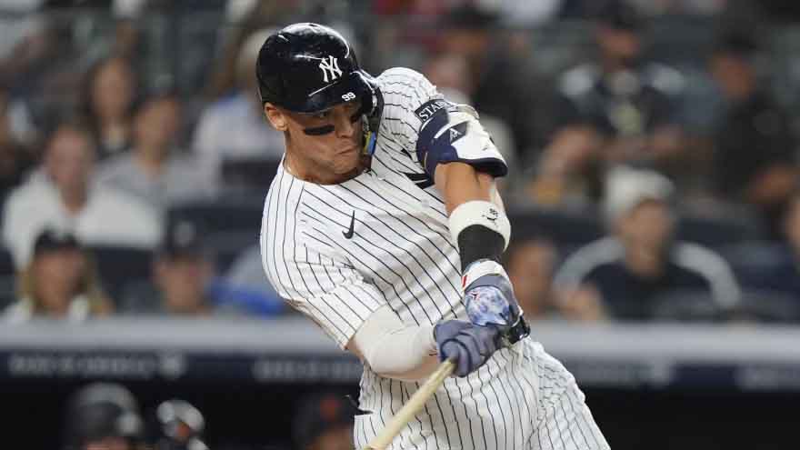 Aaron Judge hits 361st home run to tie Joe DiMaggio for 4th place in Yankees history