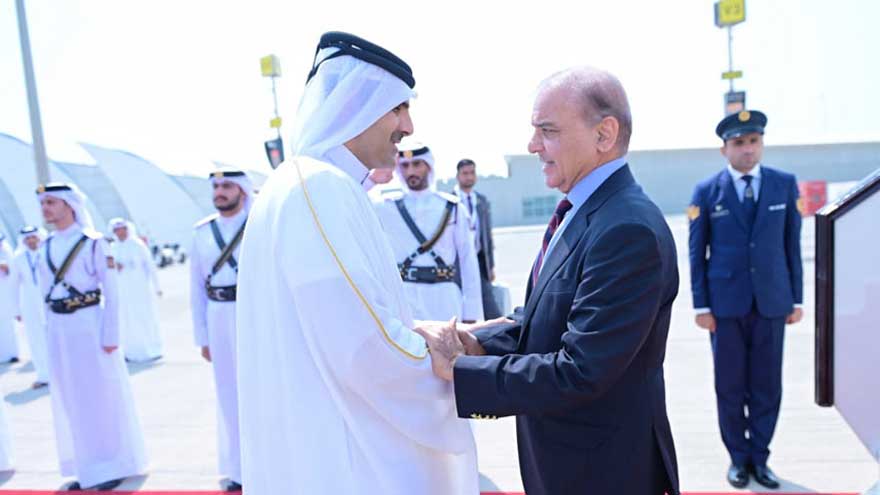 PM Shehbaz arrives in Qatar to attend emergency Arab-Islamic summit