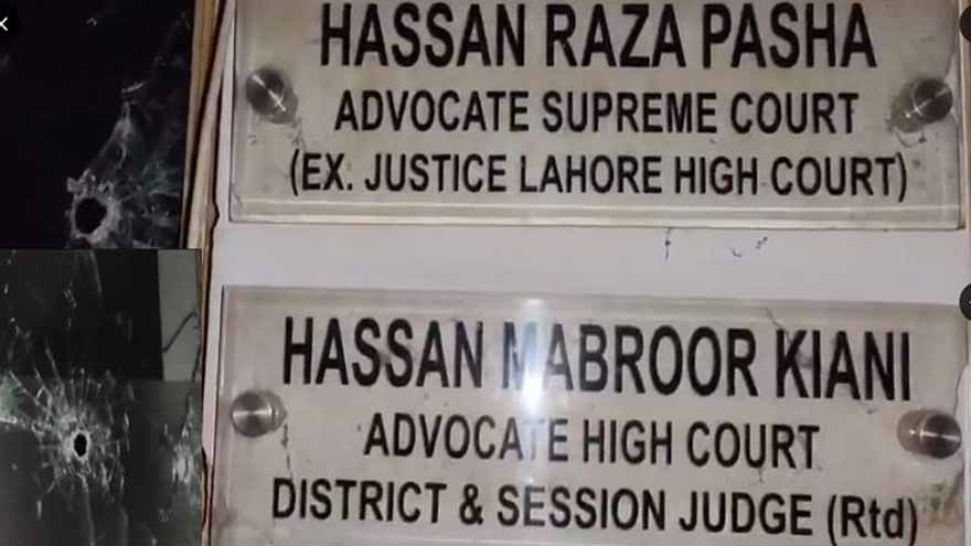 Unknown assailants open fire at former LHC judge Hassan Raza Pasha's chamber