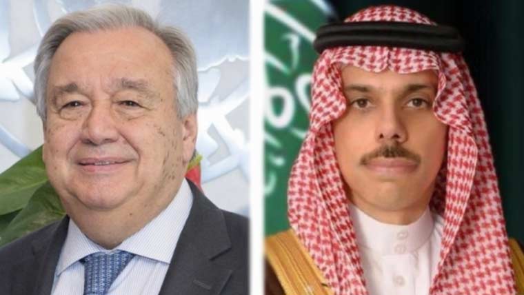 یو این سیکرٹری جنرل اور سعودی وزیر خارجہ کا رابطہ، امن کی کوششوں پر غور