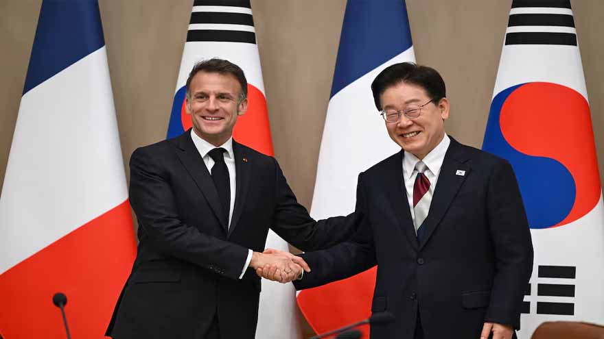 South Korea, France to upgrade ties as Macron trip overshadowed by Middle East crisis