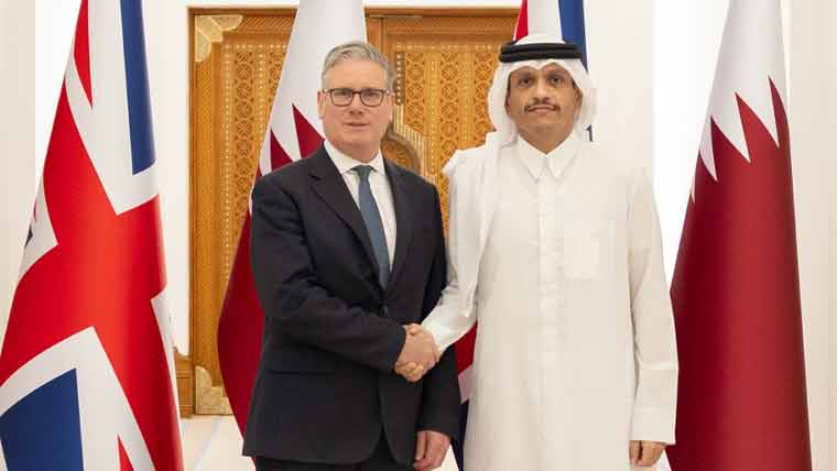 برطانوی وزیراعظم کی امیر قطر سے ملاقات، علاقائی صورتحال پر تبادلہ خیال