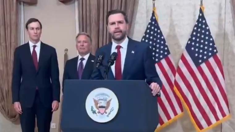 ایران کے ساتھ طویل مذاکرات ہوئے، بغیر کسی ڈیل کے امریکا جا رہے ہیں: جے ڈی وینس کی پریس بریفنگ