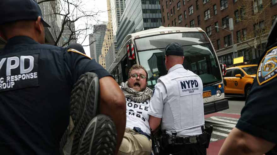 Dozens detained in New York City protest over US arms sales to Israel