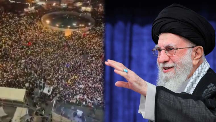 تہران میں ہزاروں افراد کا شہید سپریم لیڈر آیت اللہ خامنہ ای کے حق میں مظاہرہ