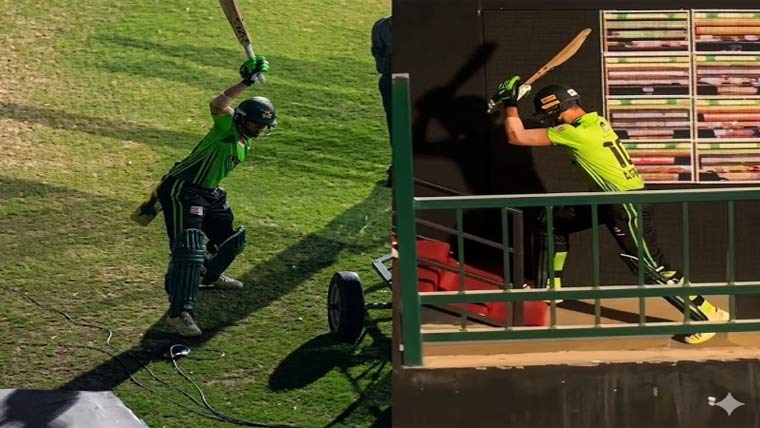 شاہین آفریدی صفر پر آؤٹ ہونے پر غصے میں آگئے اور بیٹ توڑ دیا