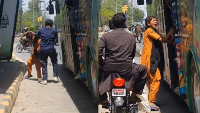 لاہور:  ایل ڈی اے سٹاپ پر سرکاری بس اہلکار کا بچی پر تشدد