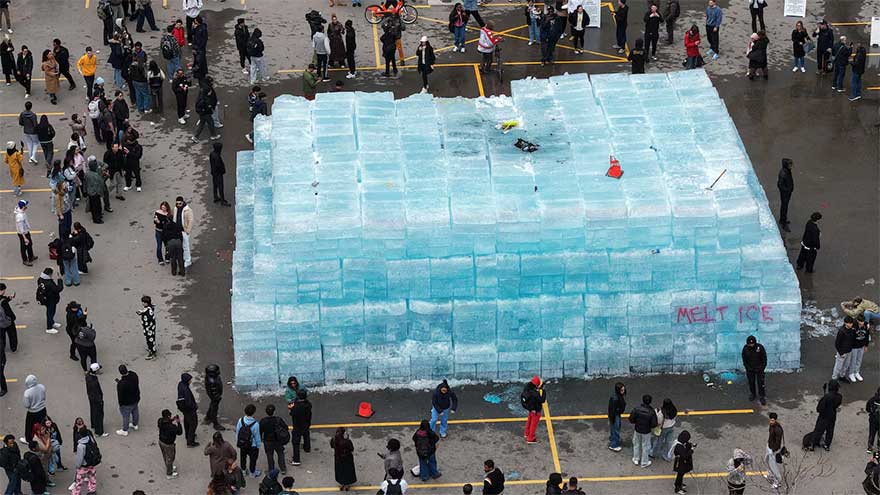 Drake's Iceman fever grips Toronto as fans risk injury cracking 200-ton ice block